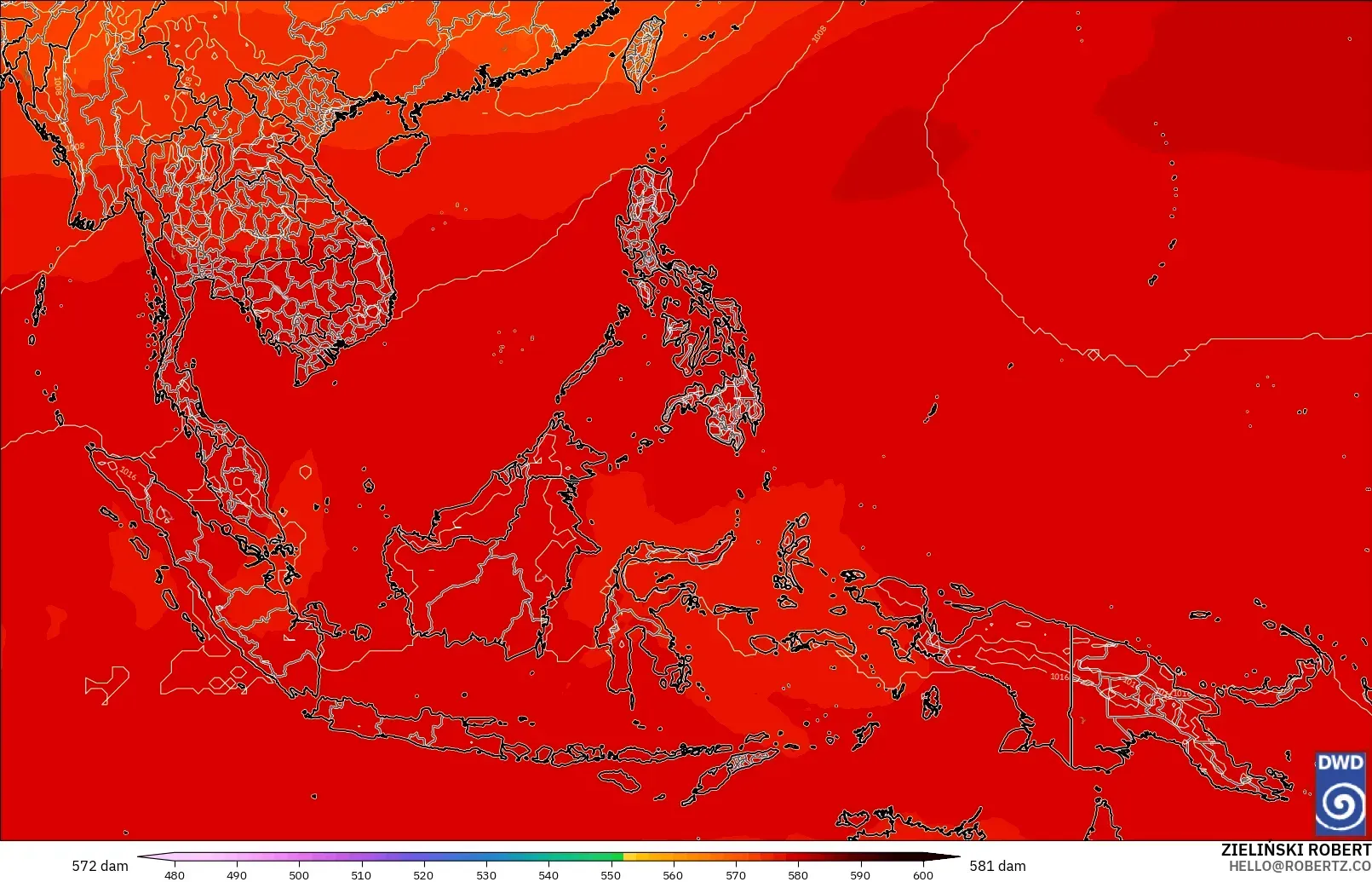 ICON model - Asia Tenggara, Ketinggian geopotensial pada 500 hPa