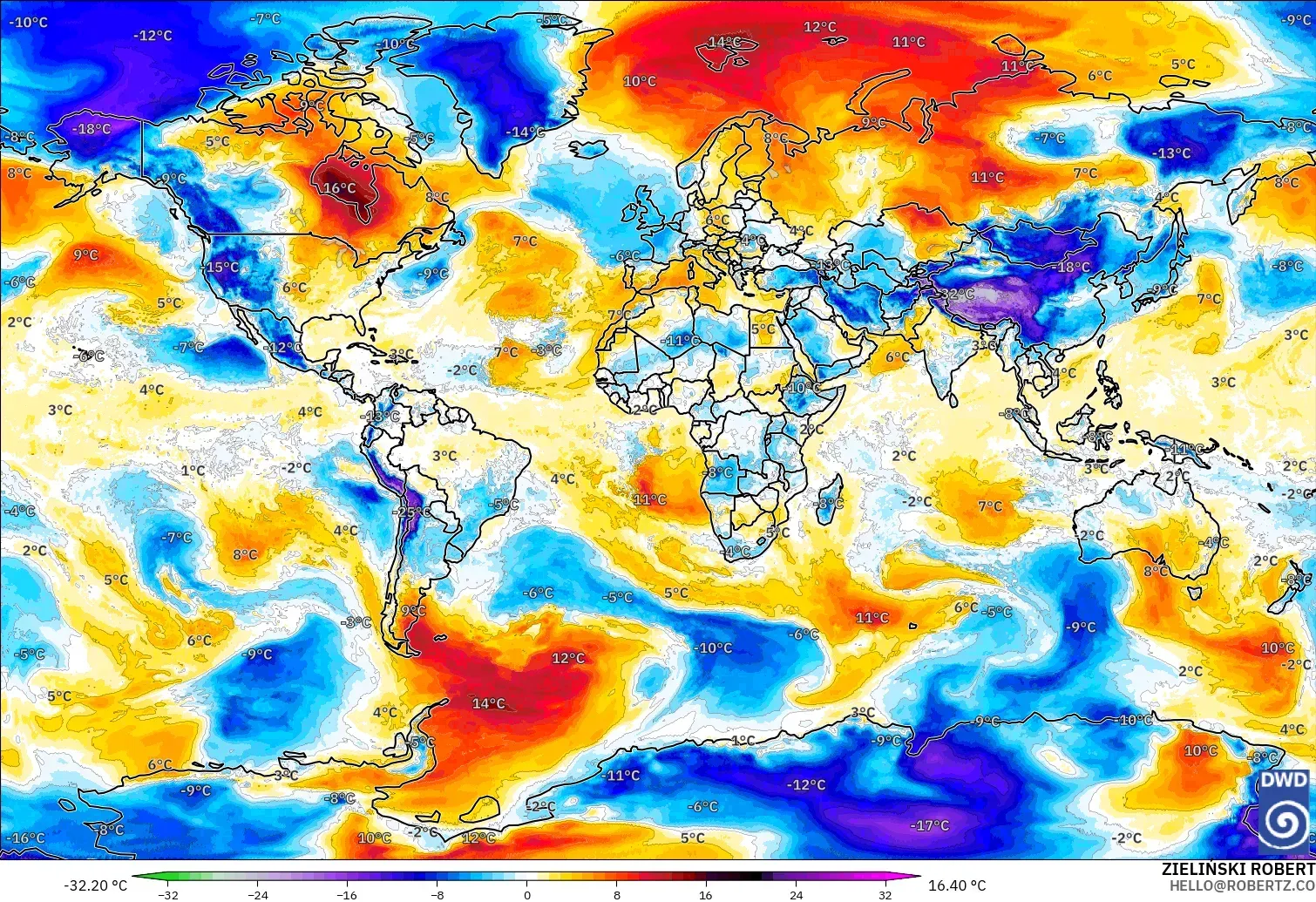 ICON model - Dunia, Anomali Suhu 850 hPa