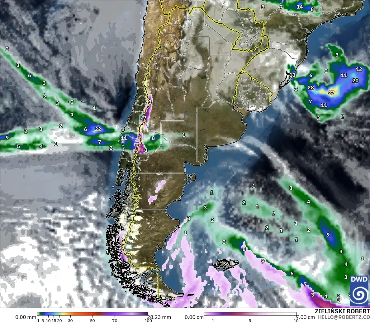 ICON model - Argentina, Precipitation, Clouds, and Pressure