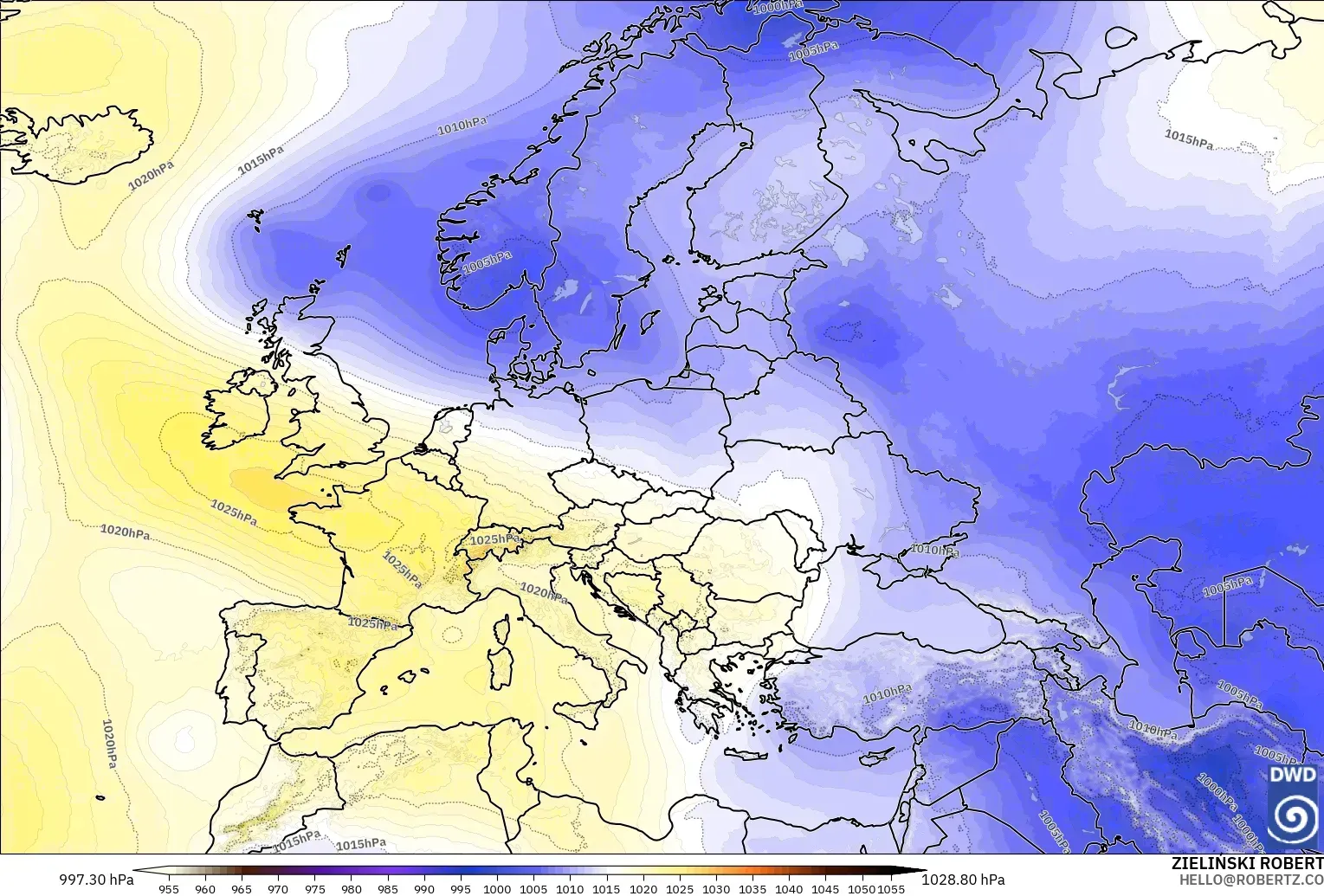 ICON model - Europe, Pressure