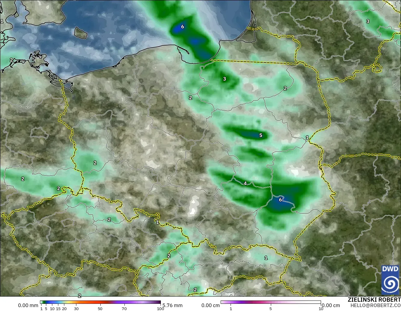 ICON model - Poland, Precipitation, Clouds, and Pressure