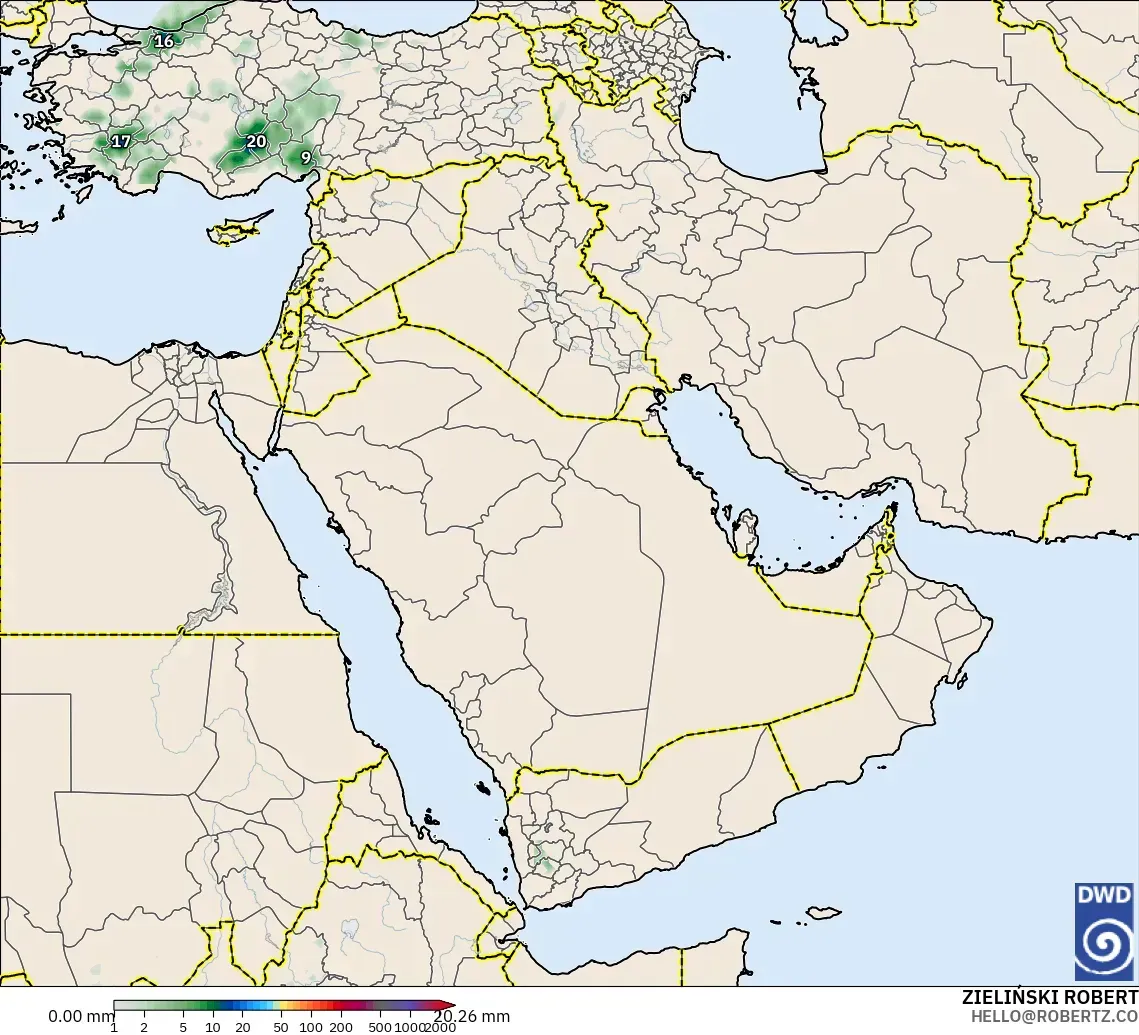 ICON model - Middle East, Precipitation Accumulation