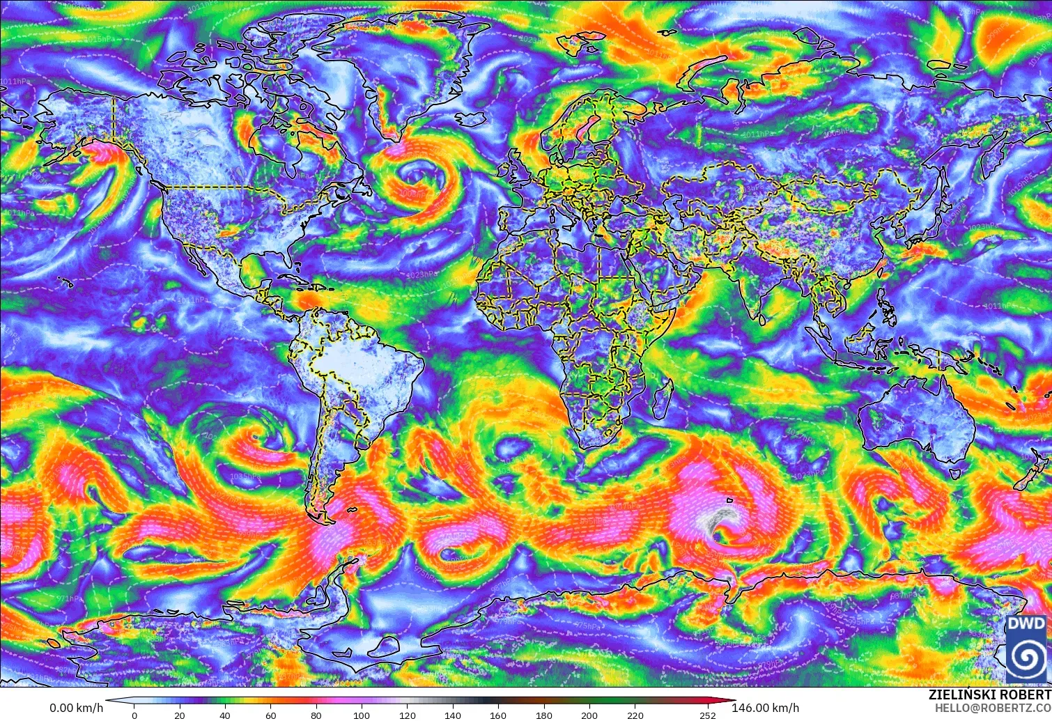 ICON model - World, Wind Gusts Peak