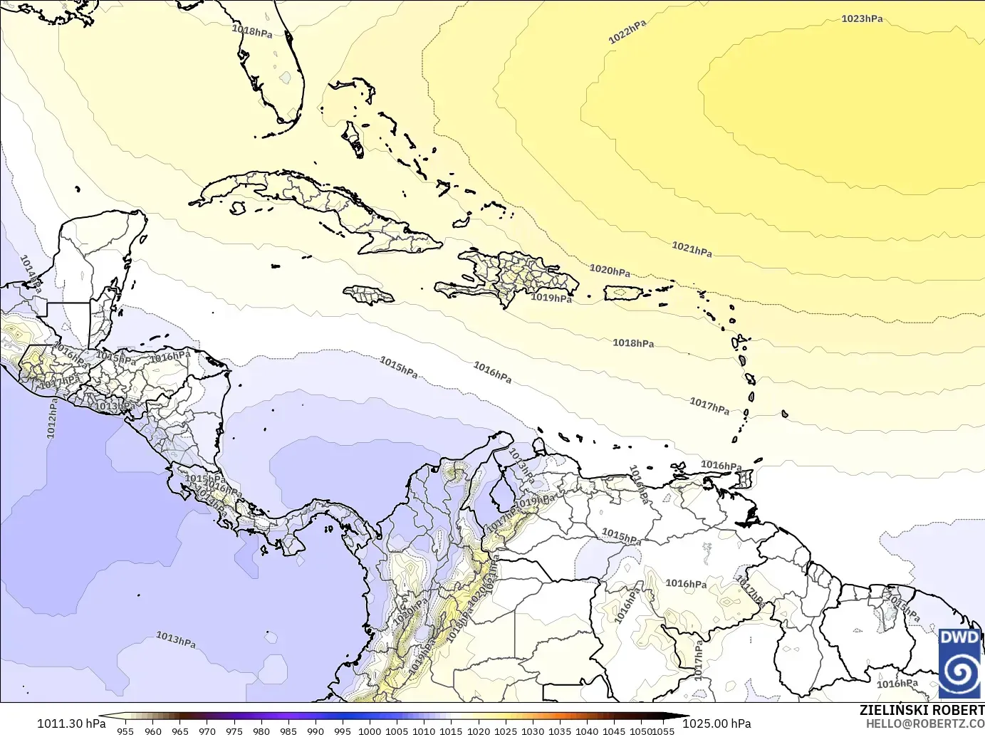 ICON model - Caribbean, Pressure