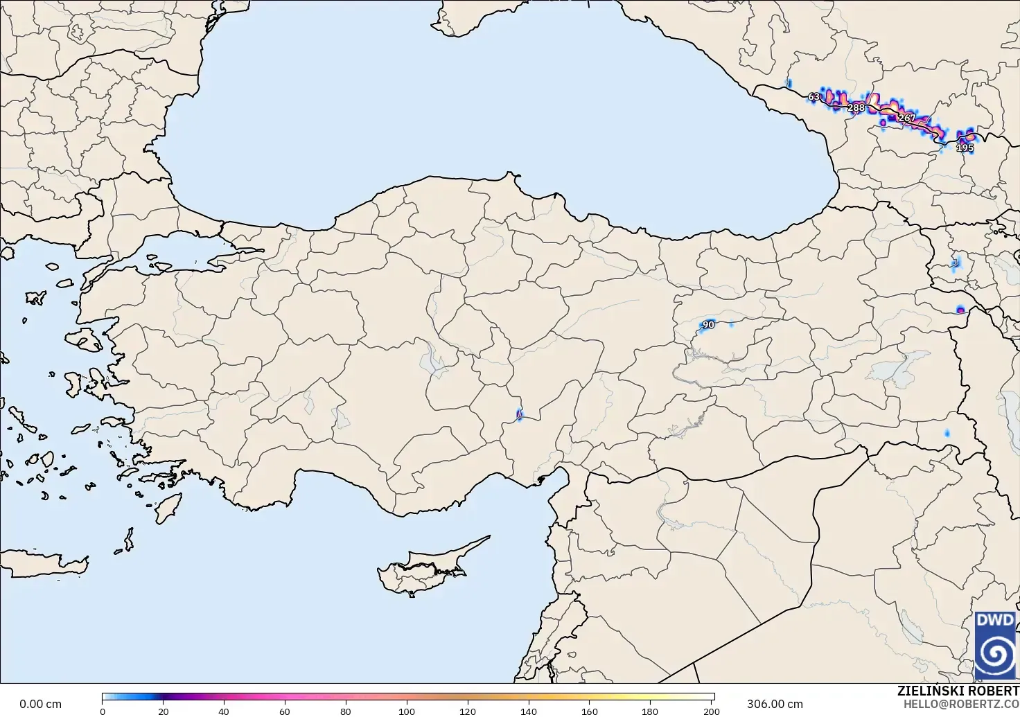 ICON model - Turkey, Snow Depth