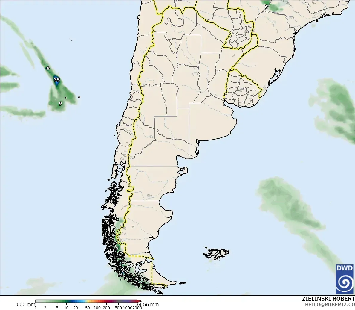 ICON model - Argentina, Precipitation Accumulation