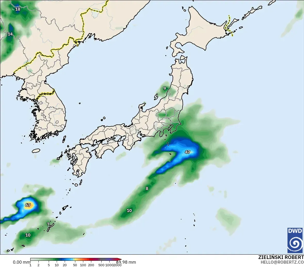 ICON model - Japan, Precipitation Accumulation