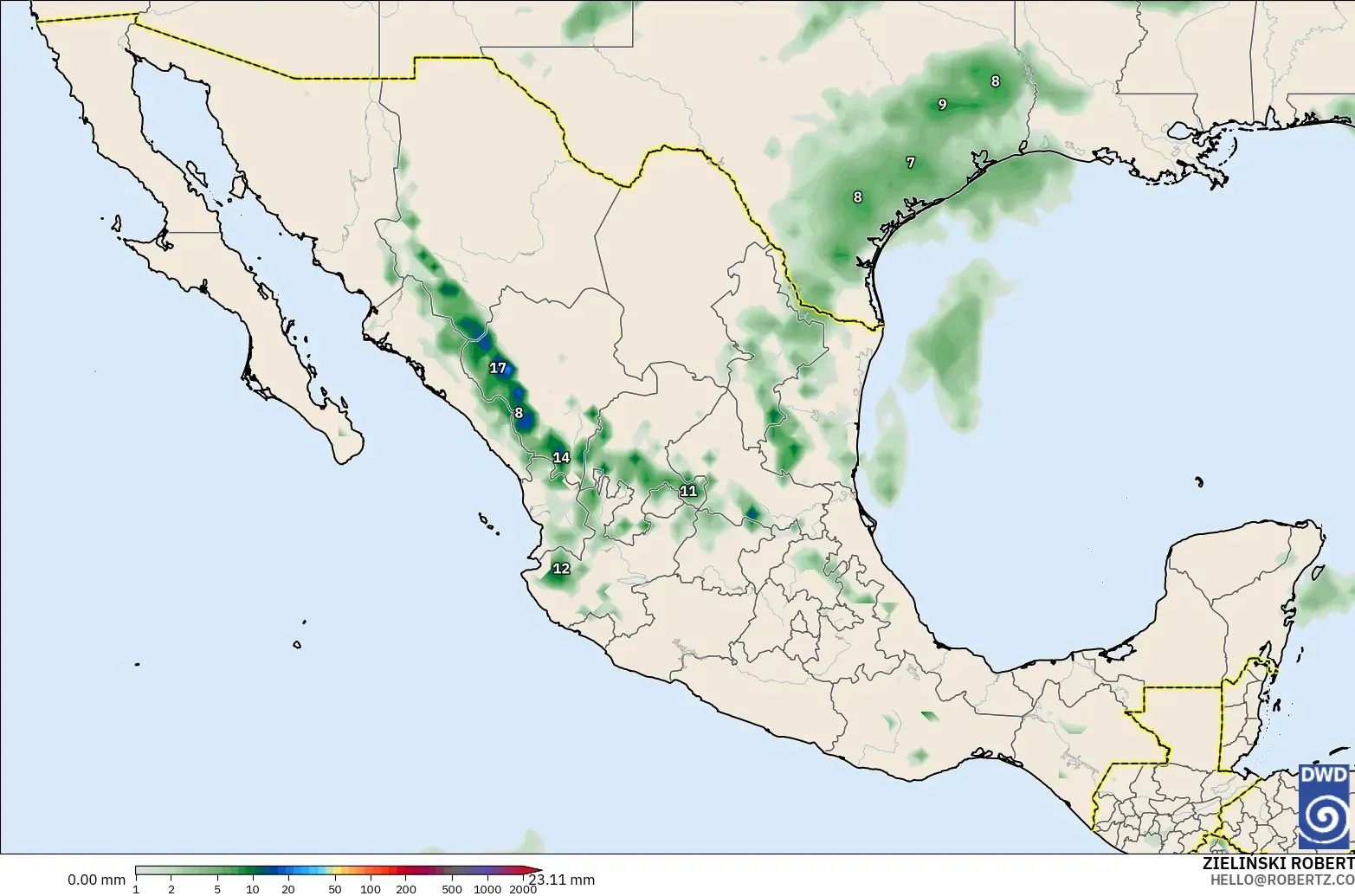 ICON model - Mexico, Precipitation Accumulation