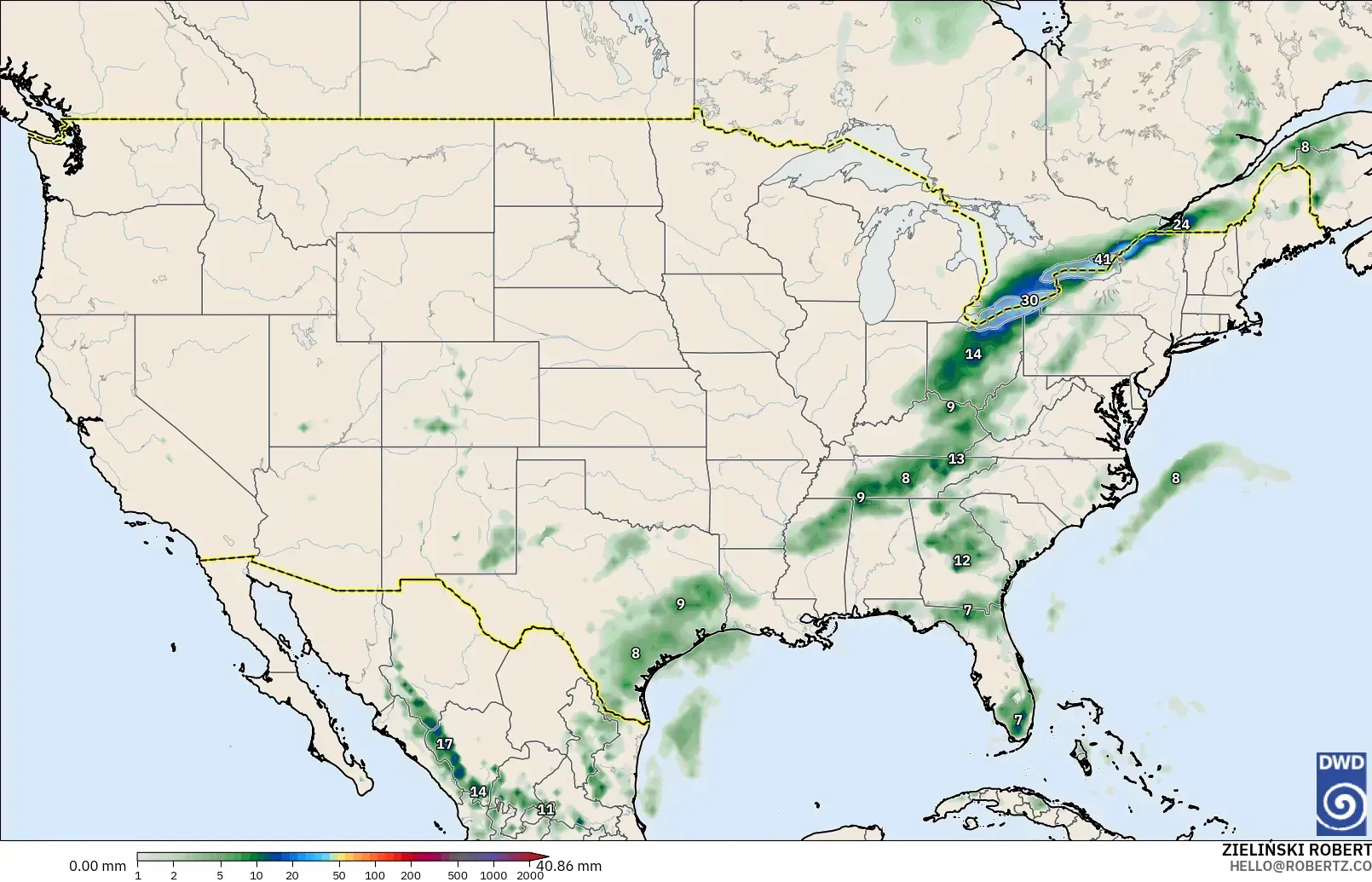 ICON model - United States, Precipitation Accumulation