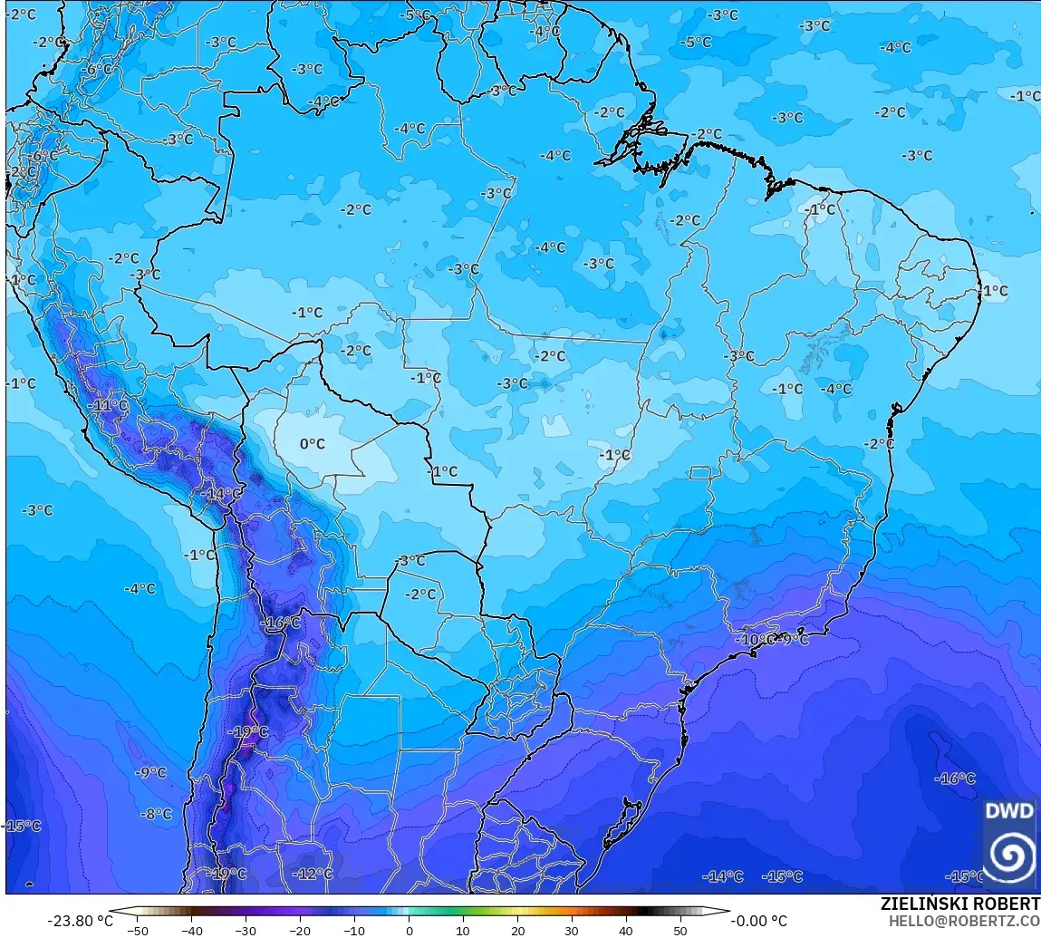 ICON model - Brazil, Temperature at 500hPa