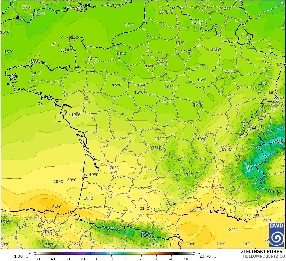 ICON model - France, Temperature at 850hPa