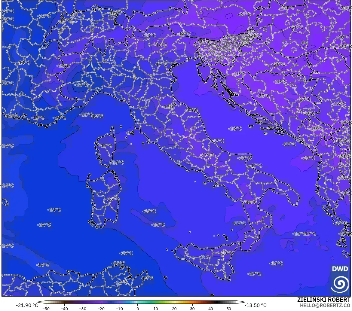 ICON model - Italy, Temperature at 500hPa