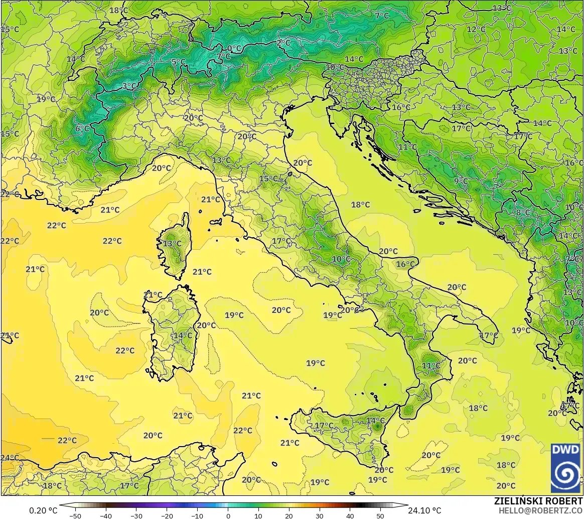 ICON model - Italy, Temperature at 850hPa