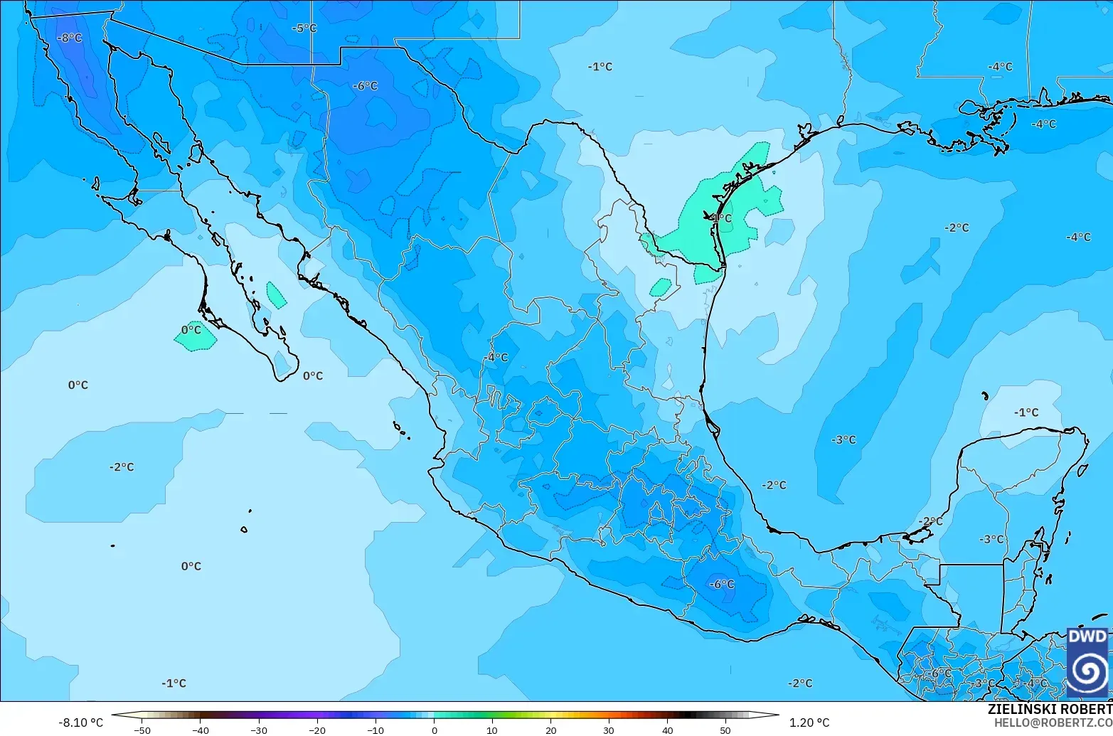 ICON model - Mexico, Temperature at 500hPa