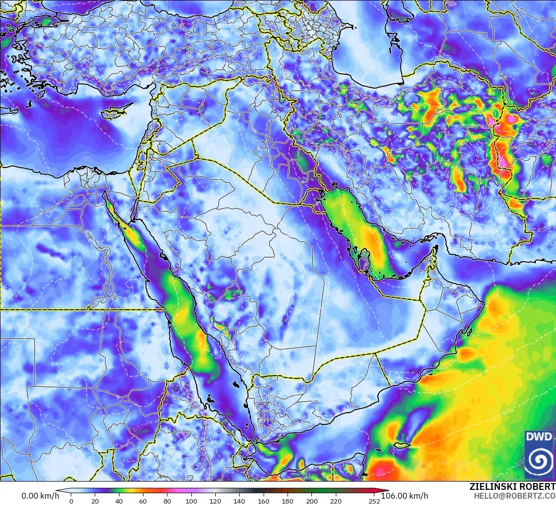 ICON model - Middle East, Wind Gusts