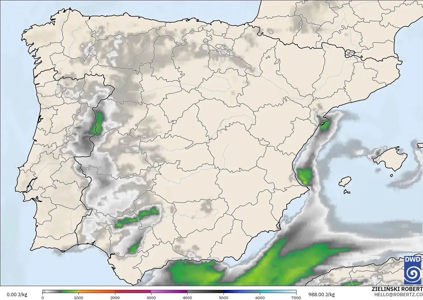 ICON model - Spain, CAPE