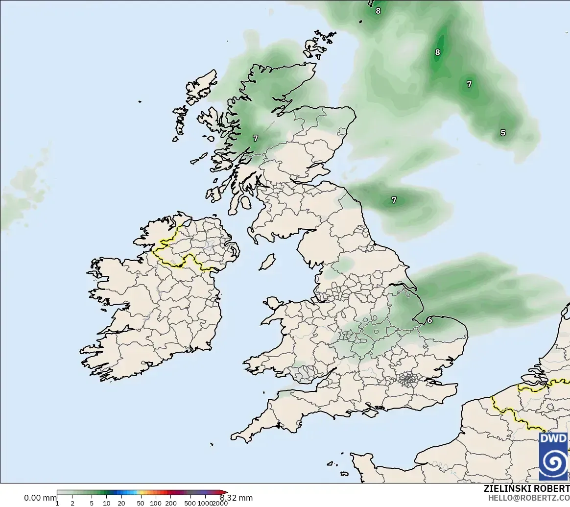 ICON model - United Kingdom, Precipitation Accumulation