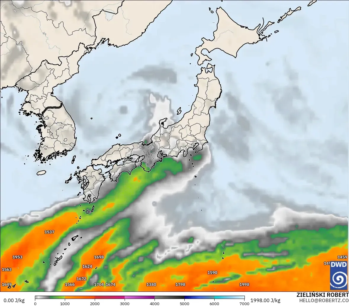 ICON model - Japan, CAPE
