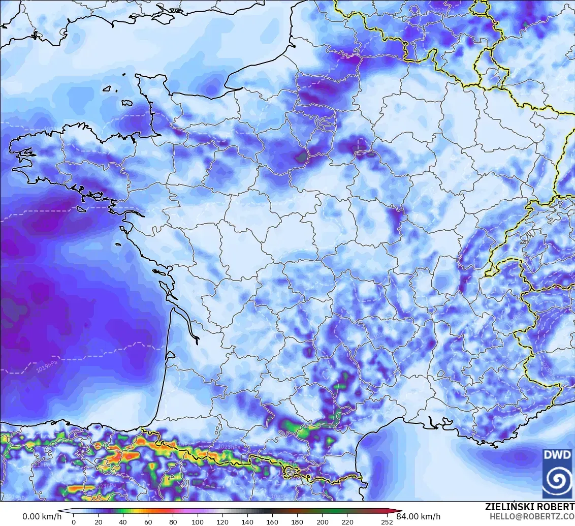 ICON model - France, Wind Gusts