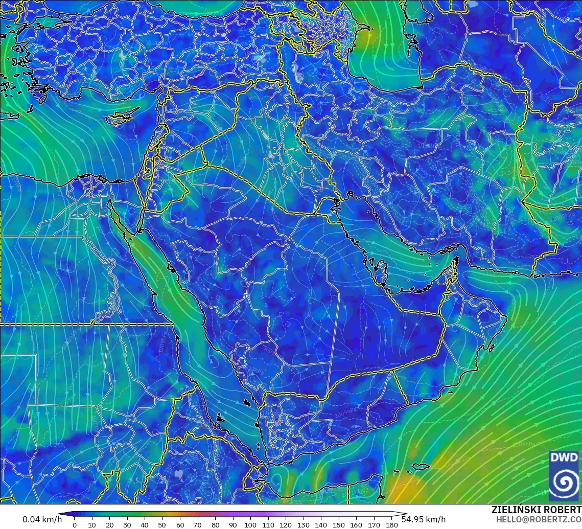 ICON model - Middle East, Wind at 10m