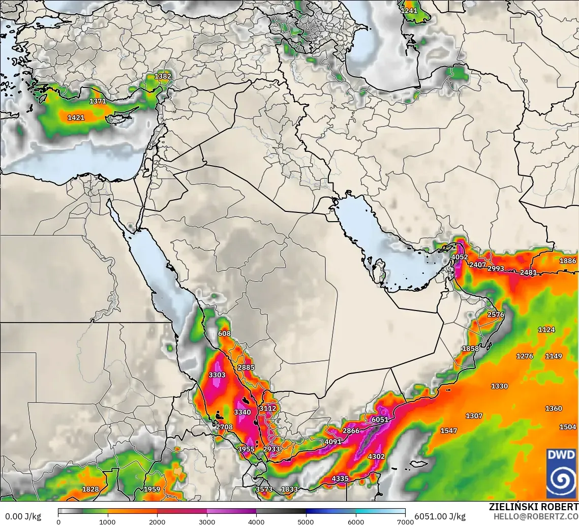 ICON model - Middle East, CAPE