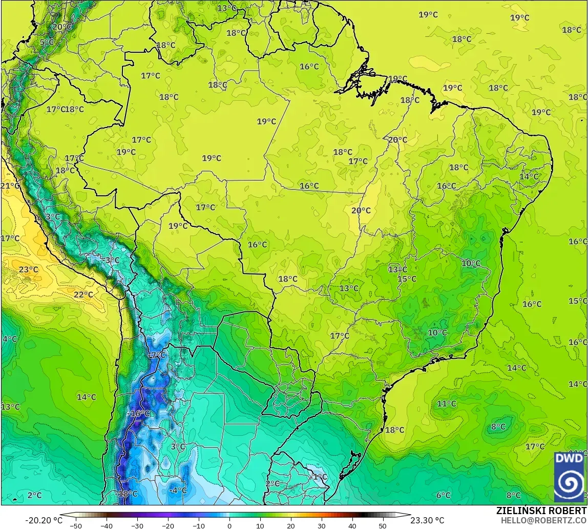 ICON model - Brazil, Temperature at 850hPa