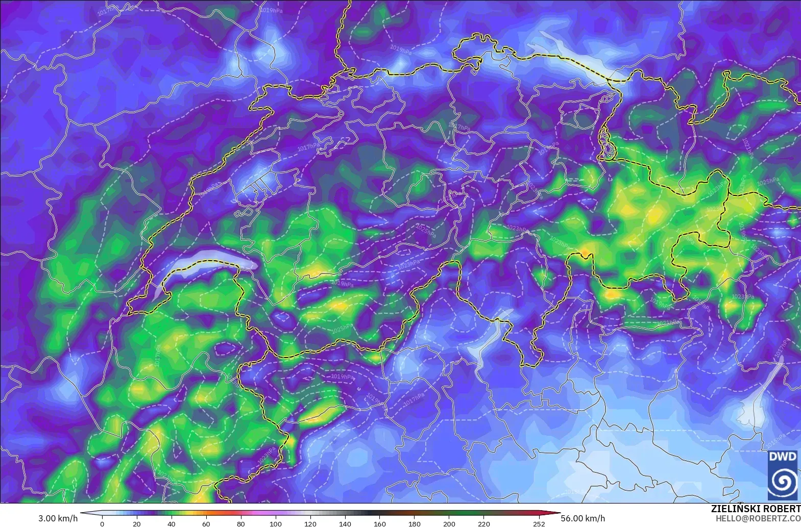 ICON model - Switzerland, Wind Gusts