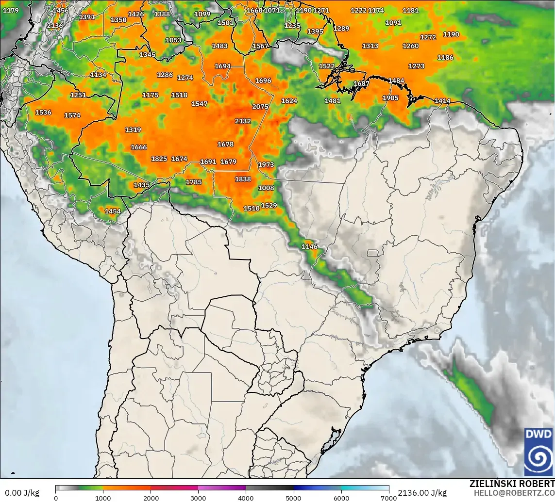 ICON model - Brazil, CAPE