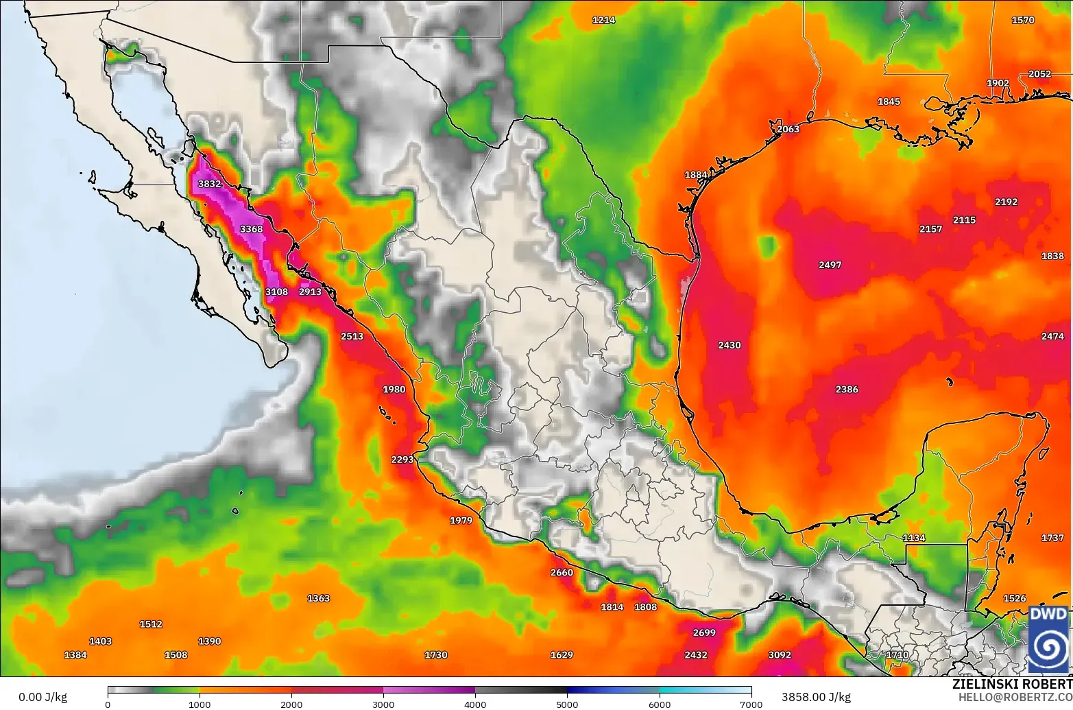 ICON model - Mexico, CAPE