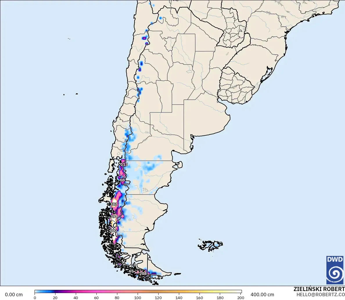 ICON model - Argentina, Snow Depth