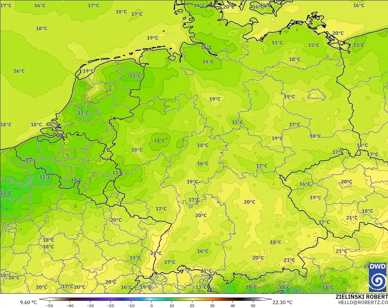 ICON model - Germany, Temperature at 2m