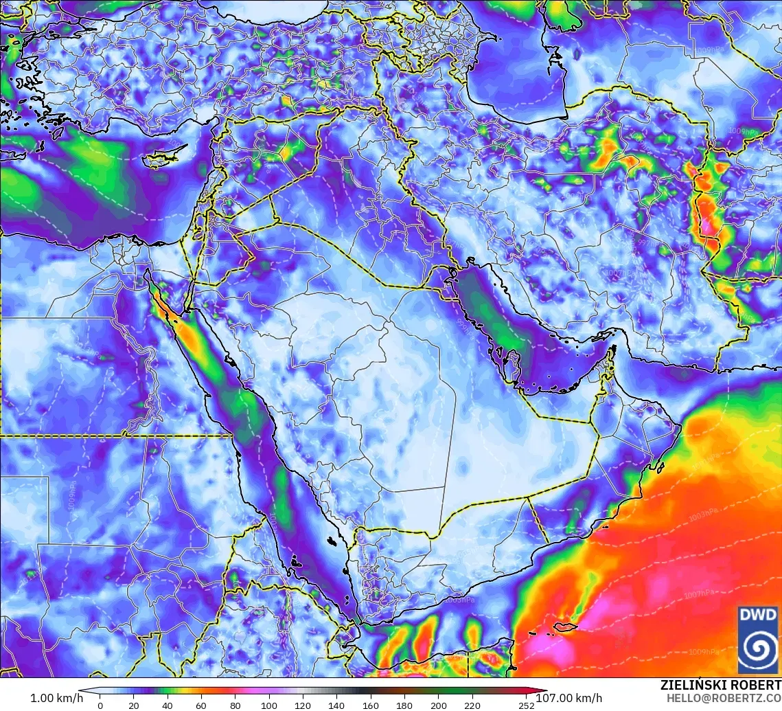 ICON model - Middle East, Wind Gusts Peak