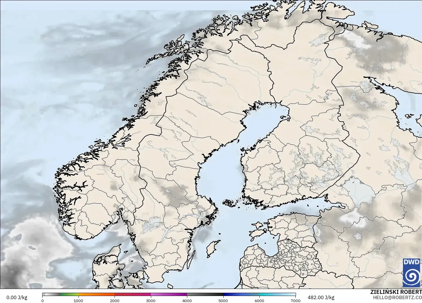 ICON model - Scandinavia, CAPE