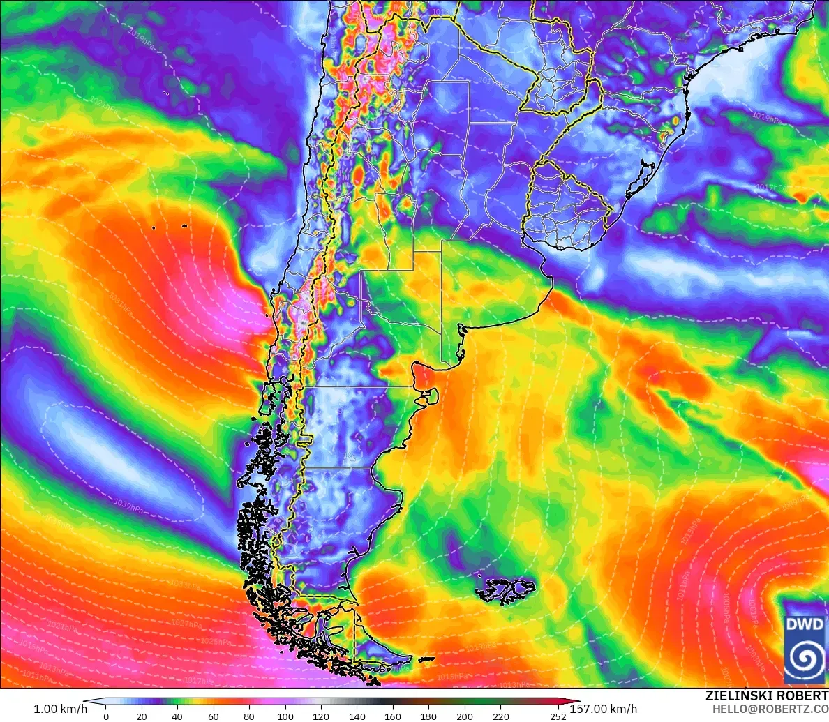 ICON model - Argentina, Wind Gusts Peak