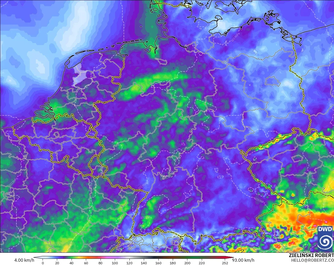 ICON model - Germany, Wind Gusts Peak