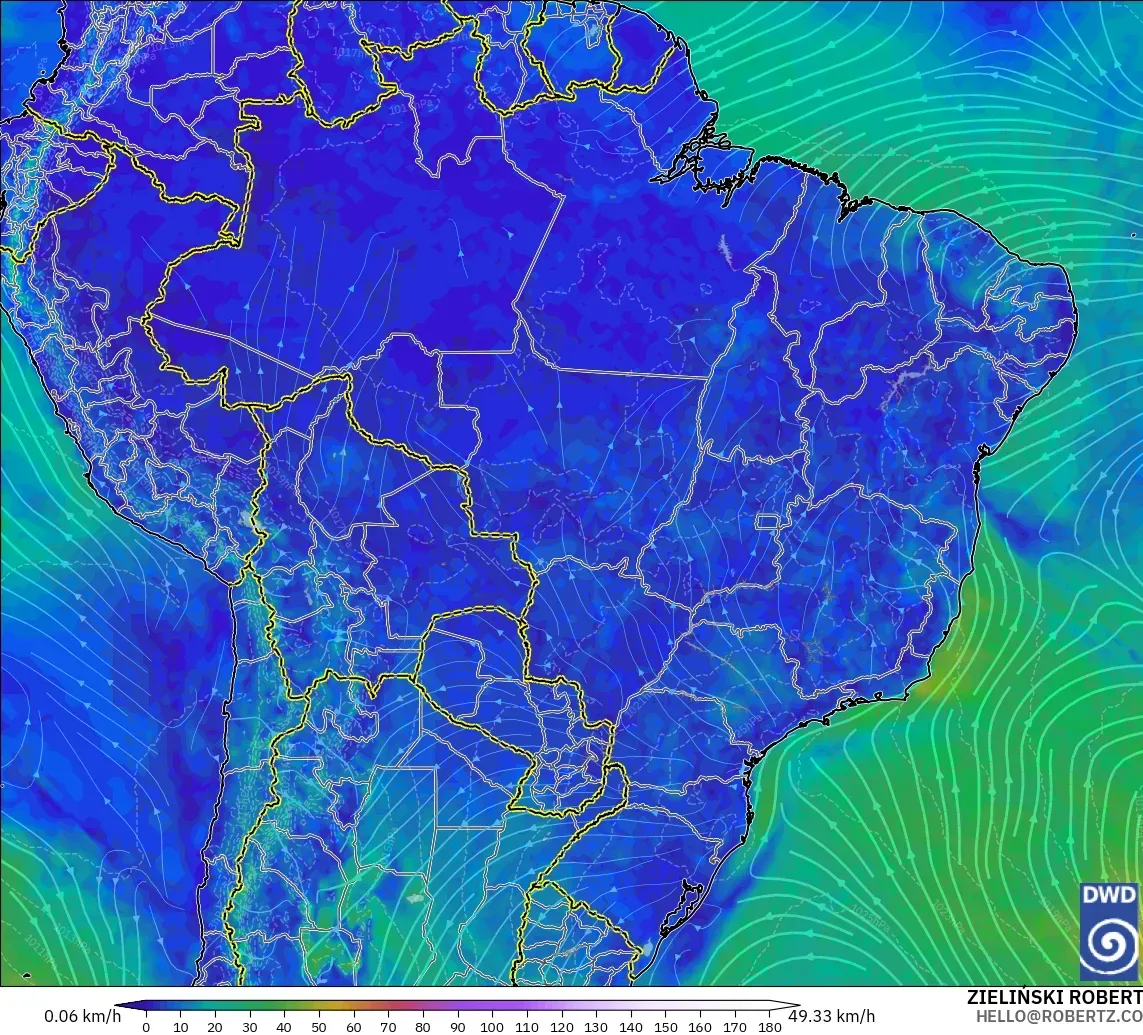 ICON model - Brazil, Wind at 10m