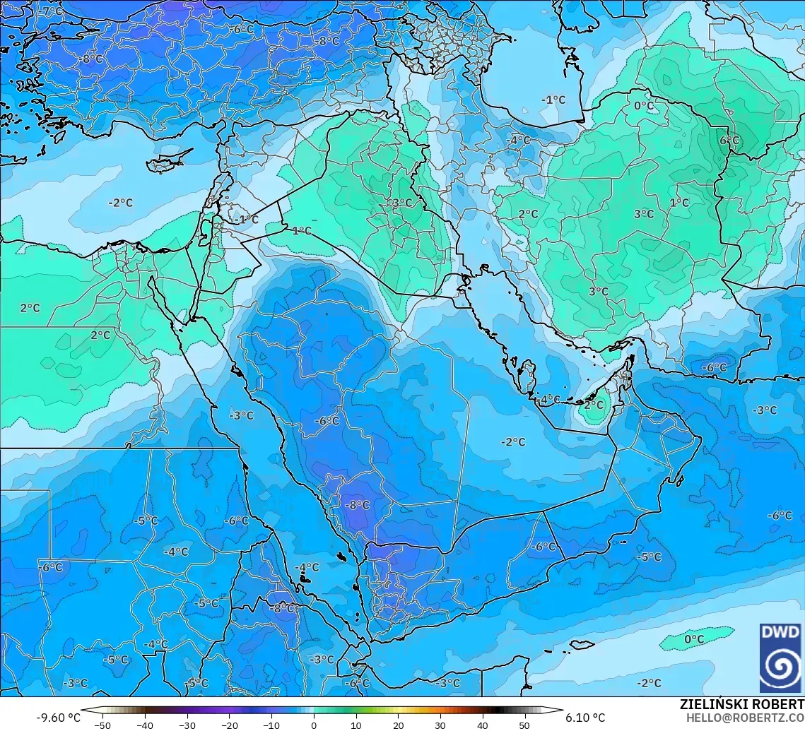 ICON model - Middle East, Temperature at 500hPa