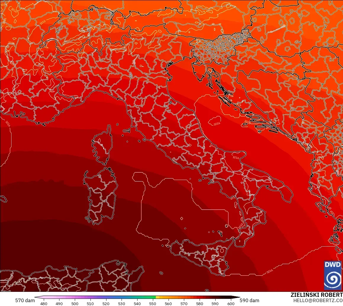 ICON model - Italy, Geopotential height at 500hPa