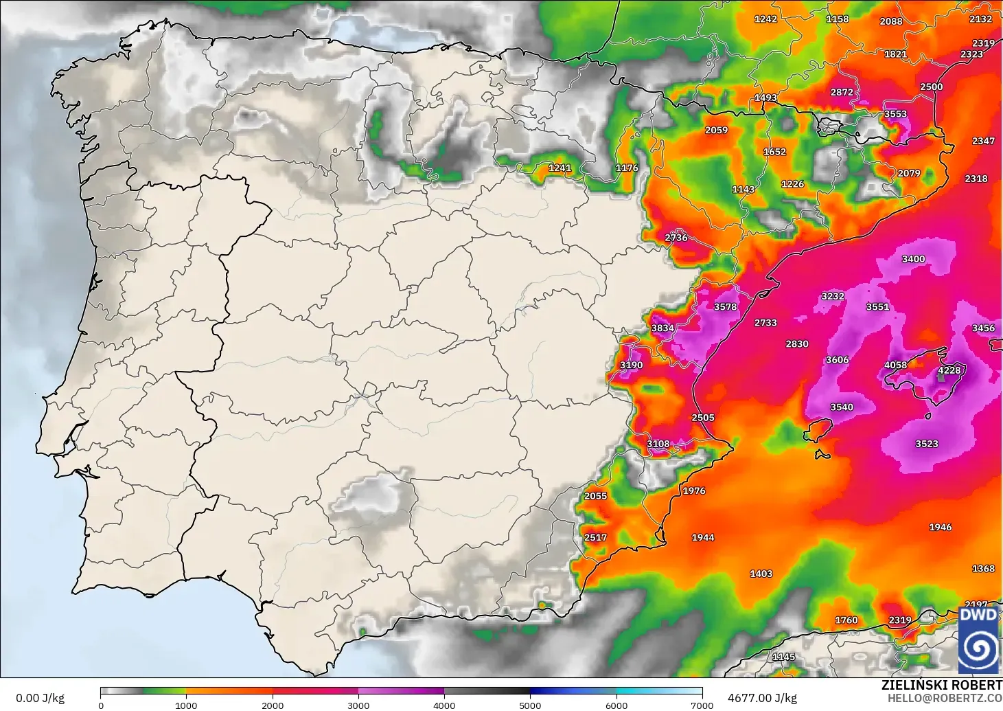 ICON model - Spain, CAPE