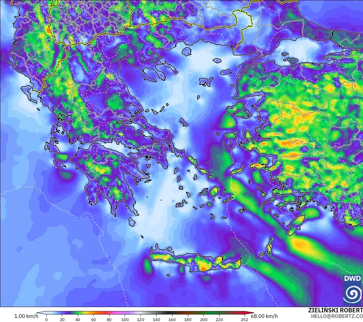ICON model - Greece, Wind Gusts