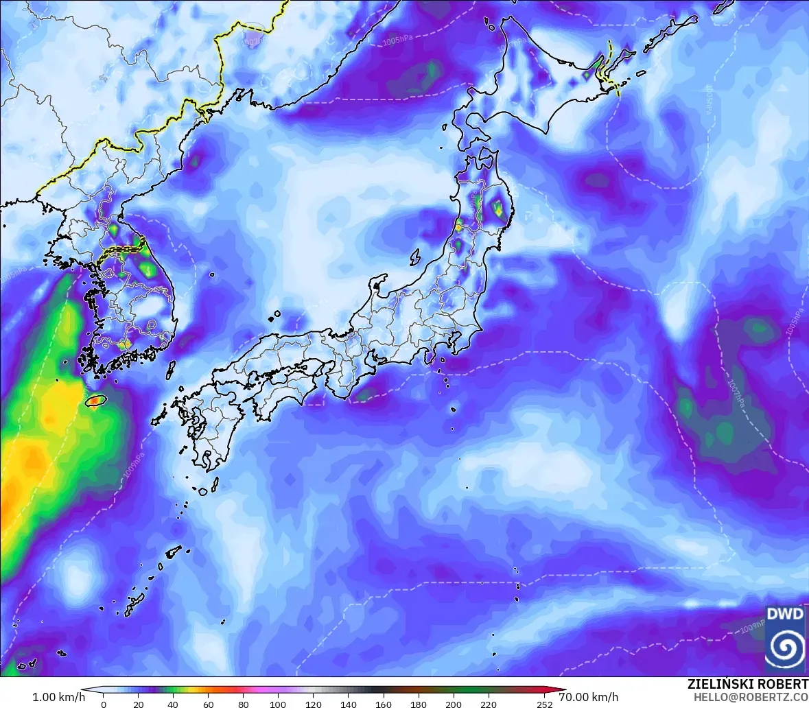 ICON model - Japan, Wind Gusts