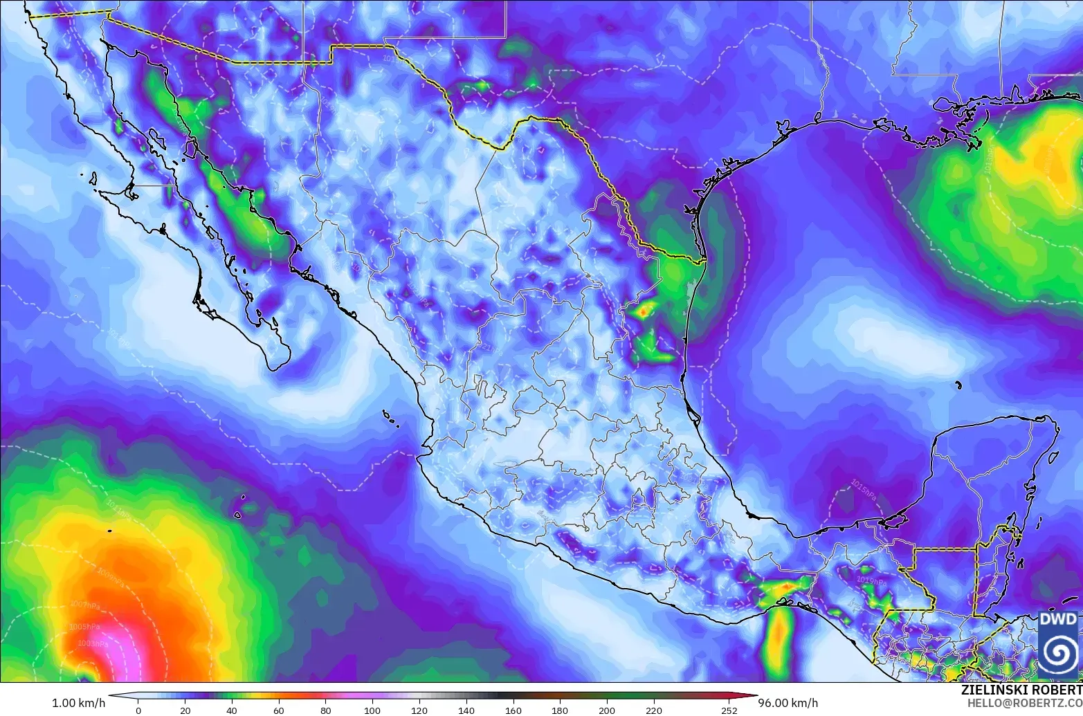 ICON model - Mexico, Wind Gusts