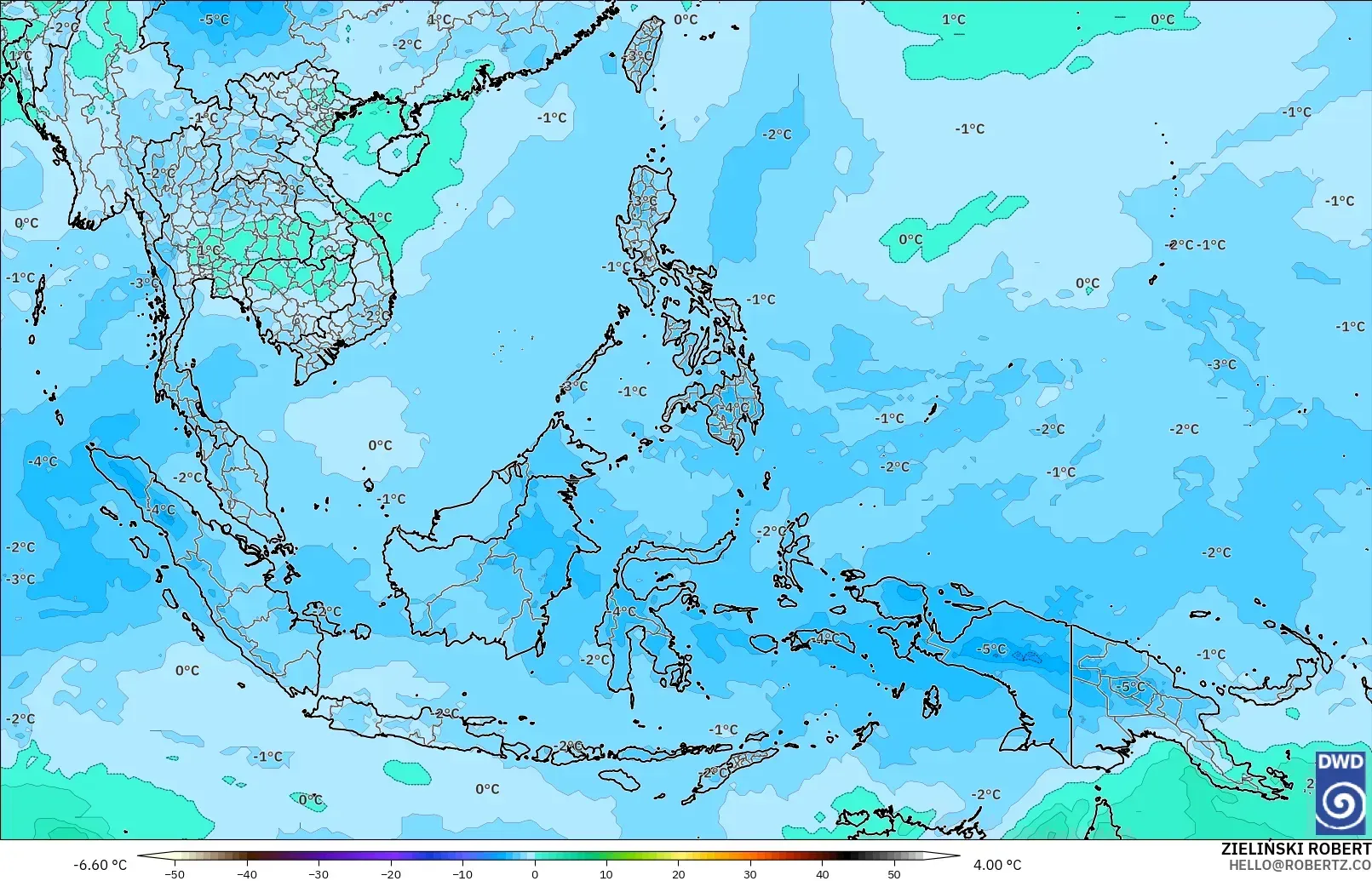 ICON model - South East Asia, Temperature at 500hPa