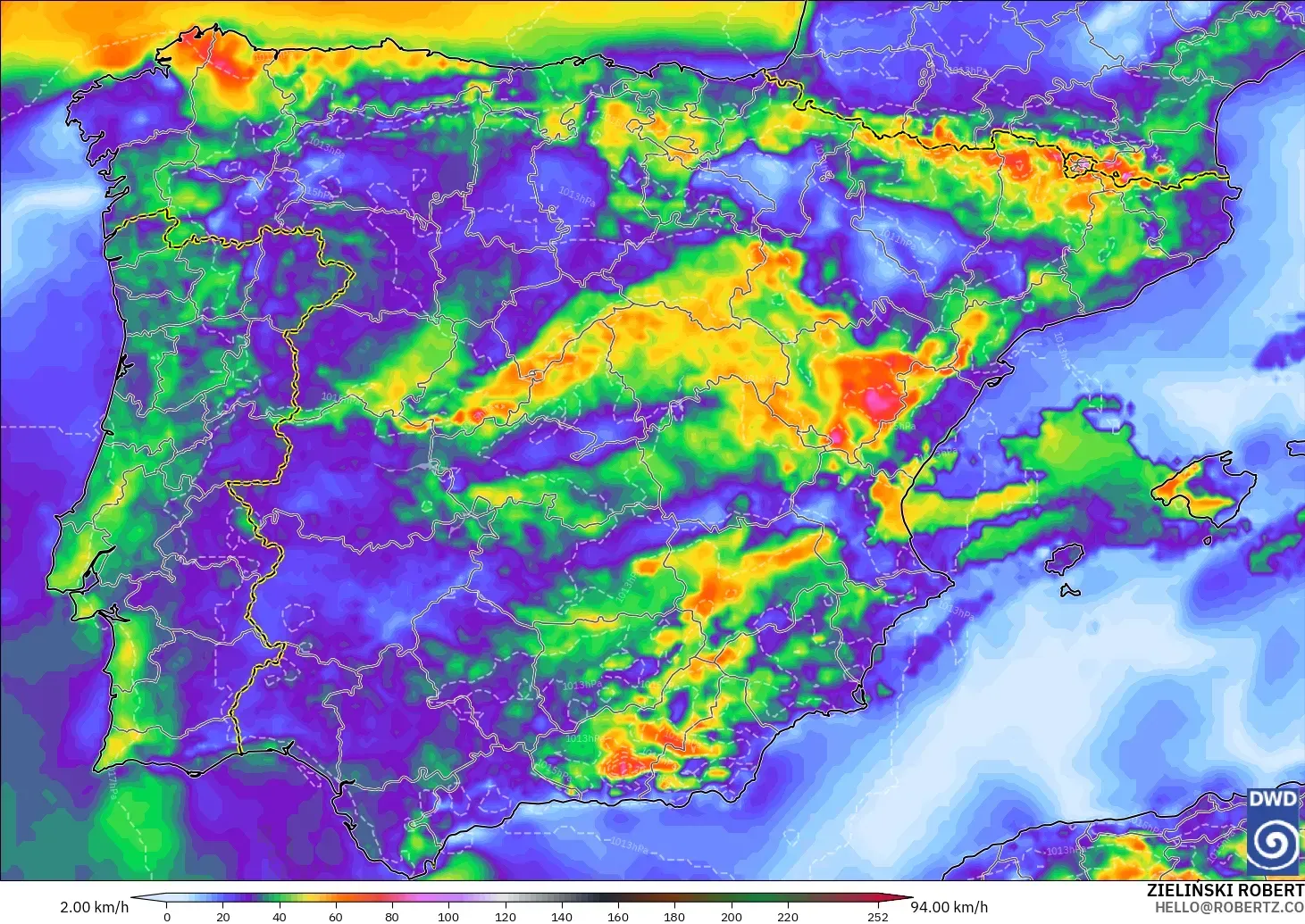 ICON model - Spain, Wind Gusts