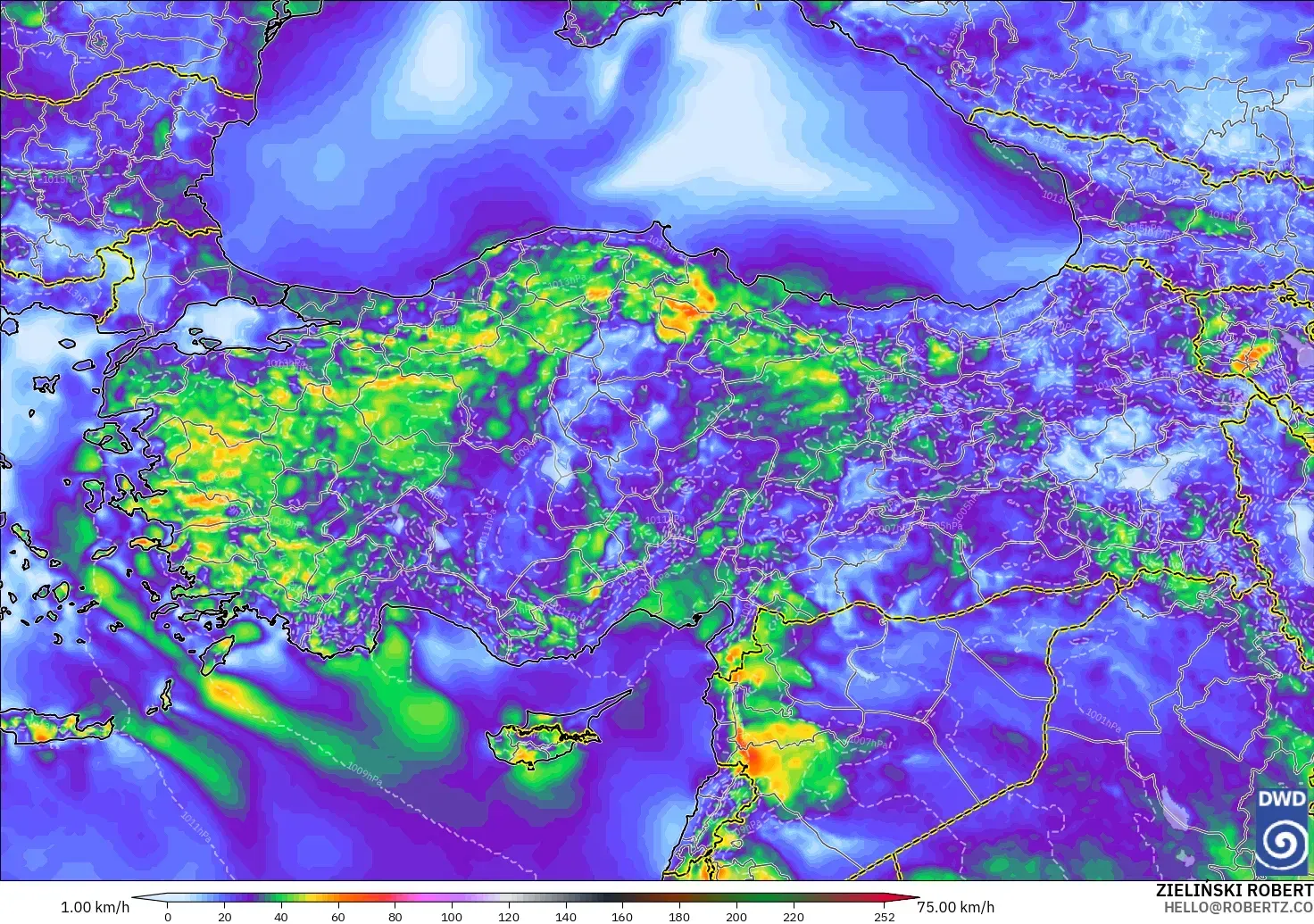 ICON model - Turkey, Wind Gusts