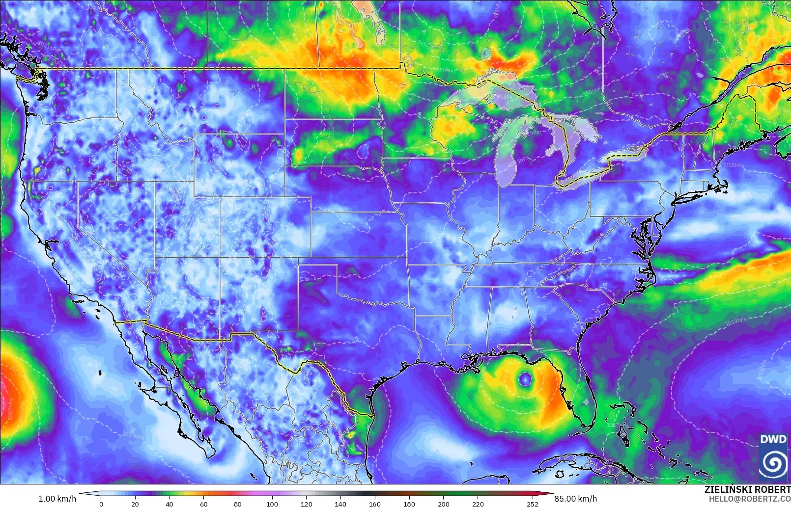 ICON model - United States, Wind Gusts