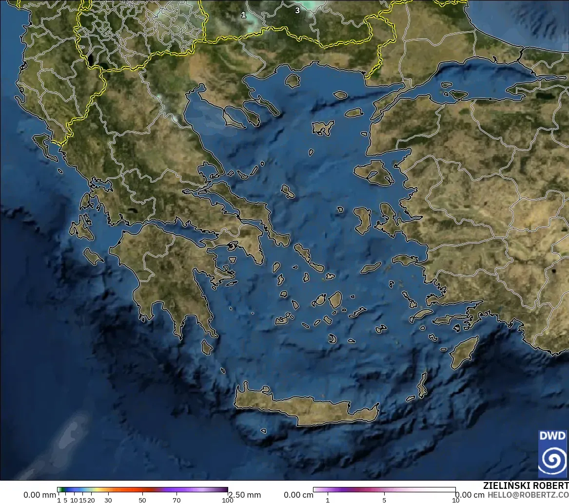 ICON model - Greece, Precipitation, Clouds, and Pressure