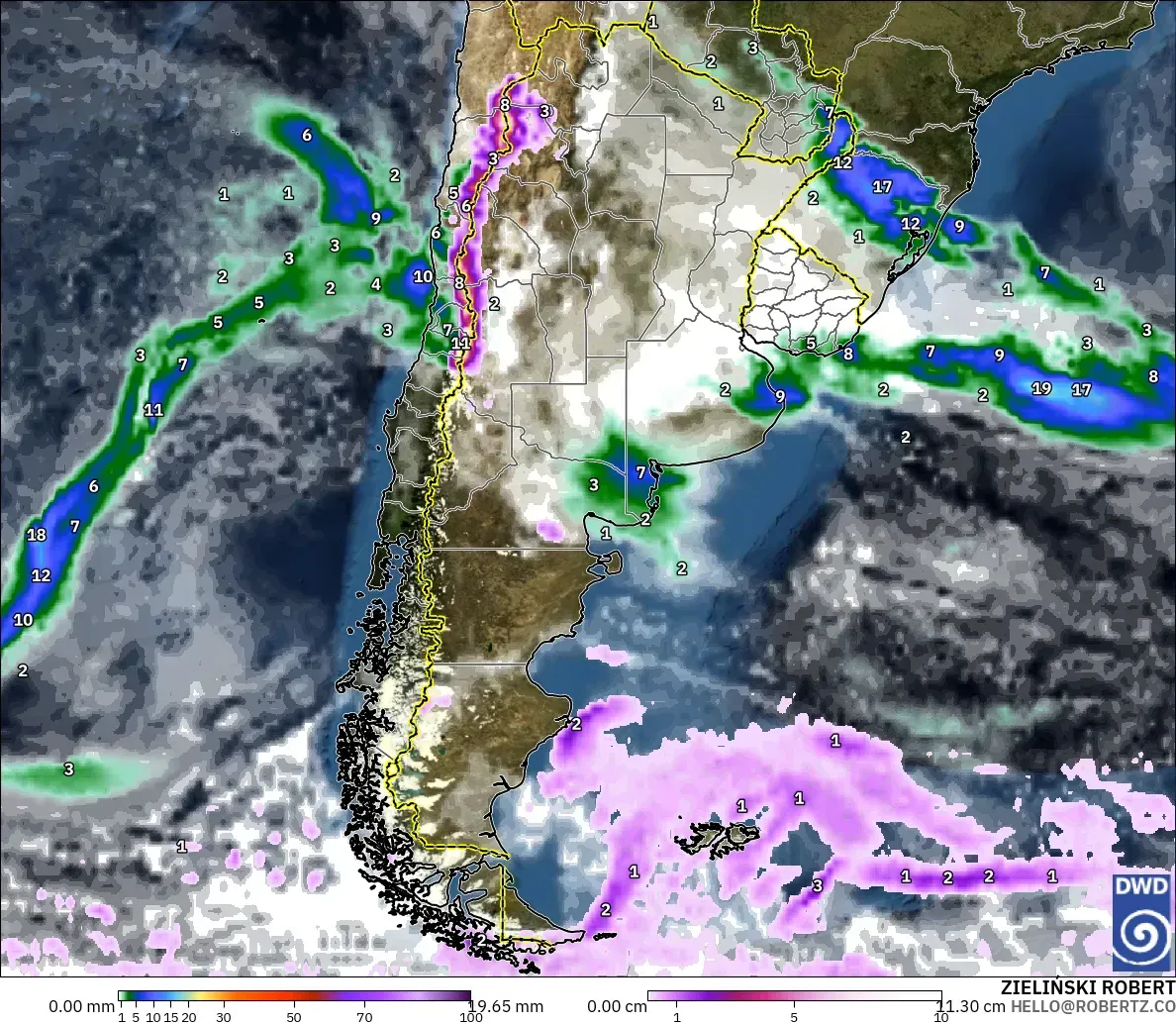 ICON model - Argentina, Precipitation, Clouds, and Pressure