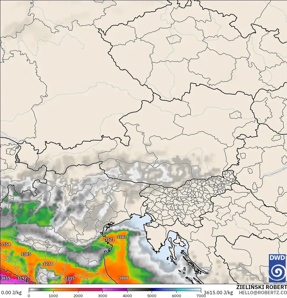 ICON model - Austria, CAPE