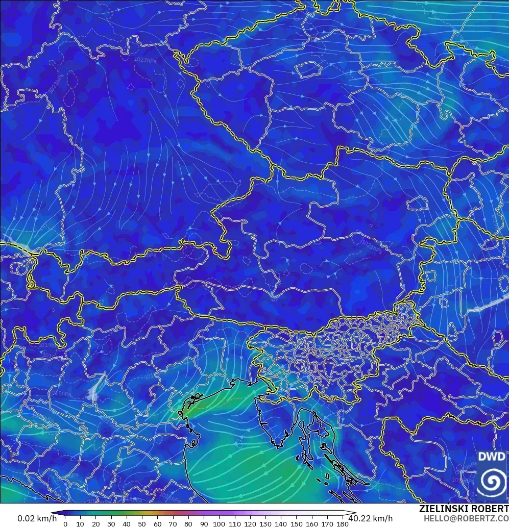 ICON model - Austria, Wind at 10m